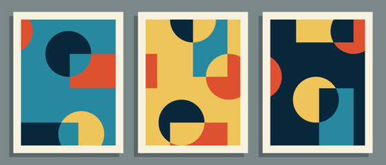 Abstract posters set. Geometric cover, background template. Vector illustration.	