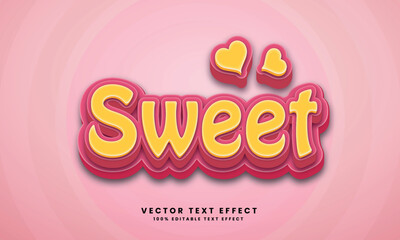 Sweet 3d Vector editable text effect with background