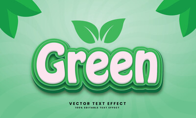 Green 3d Vector editable text effect with background