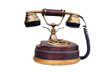Retro phone with a large dial, isolated on a white background