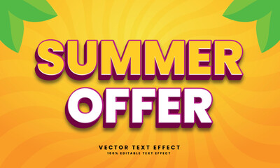 Summer Offer 3d Vector editable text effect with background
