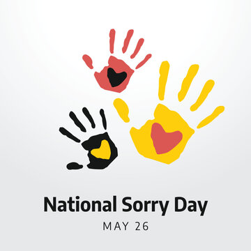 national sorry day design template for celebration. national sorry day vector design with hand and flag illustratuonn. flat hand and flag illustration.