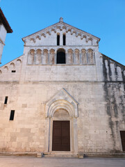 Fototapeta na wymiar Church of St. Krsevan in Zadar, Croatia against dusk sky