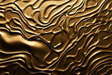  Golden wavy abstract background stok informatika. Generative AI - obrazy, fototapety, plakaty