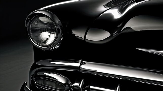 Black and White Car Headlight Image. Generative AI