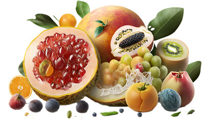 fruits isolated on transparent background. 3D render.