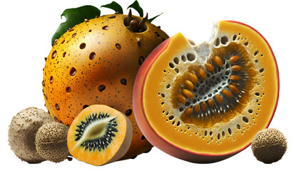 fruits isolated on transparent background. 3D render.