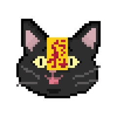 pixel art chinese ghost cat