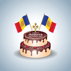 Flag Andorra National Day with a Cake .Background transparent