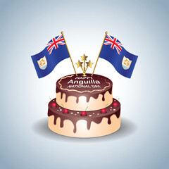 Flag Anguilla National Day with a Cake .Background transparent