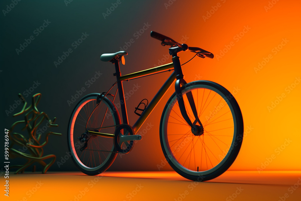 Poster a minimalist graphic design featuring the silhouette of a bicycle with bold typography and colors. g