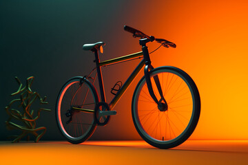 Fototapeta na wymiar A minimalist graphic design featuring the silhouette of a bicycle with bold typography and colors. Generative AI technology..