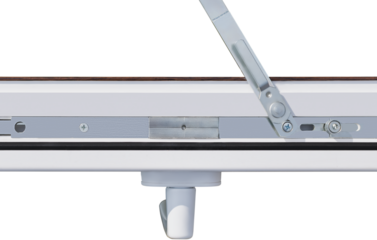 A small transom window made of plastic with a handle and accessories