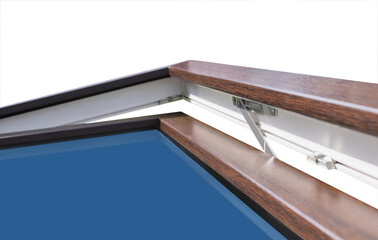 A small transom window made of plastic with a handle and accessories