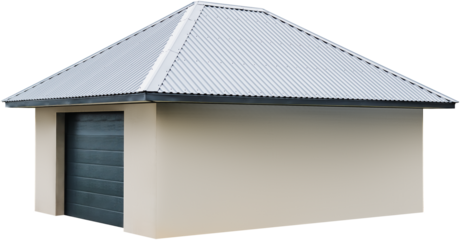 Garage building for a car on a white background