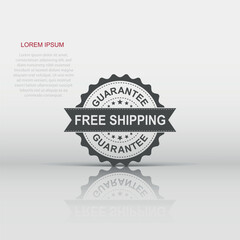 Free shipping grunge rubber stamp. Vector illustration on white background. Business concept guarantee free delivery stamp pictogram.