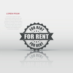 For rent grunge rubber stamp. Vector illustration on white background. Business concept for rent stamp pictogram.