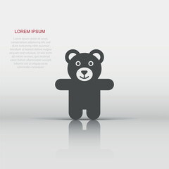 Teddy bear plush toy icon. Vector illustration. Business concept bear pictogram.