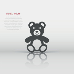 Teddy bear plush toy icon. Vector illustration. Business concept bear pictogram.
