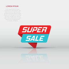 Super sale banner badge icon. Vector illustration. Business concept super sale pictogram.