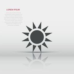 Sun vector icon. Summer sunshine illustration on white isolated background. Sun sunlight concept.