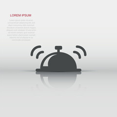 Bell vector icon in flat style. Alarm bell illustration on white isolated background. Handbell sign concept.