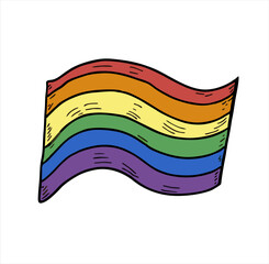 Rainbow flag hand drawn illustration design, LGBT flag. Pride Movement vector in color and dimensions