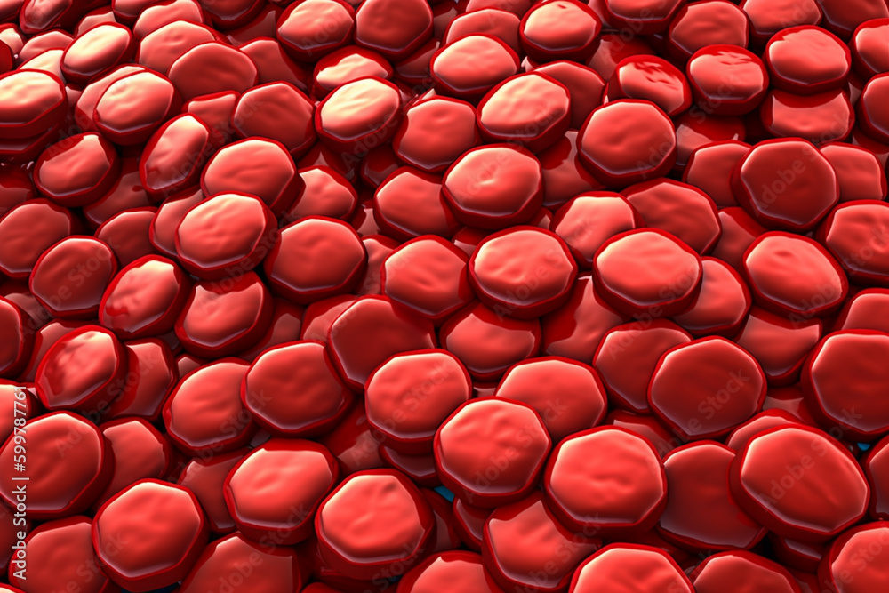 Leinwandbilder an illustration of blood cells in a square pattern, resembling a microscopic checkerboard. generativ