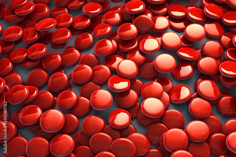 Leinwandbilder an illustration of blood cells in a square pattern, resembling a microscopic checkerboard. generativ