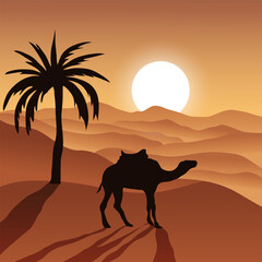 islamic desert background illustration