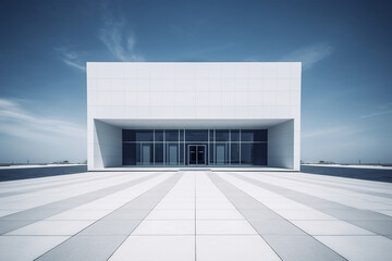 Fototapeta premium modern minimalistic building ground view, generative ai