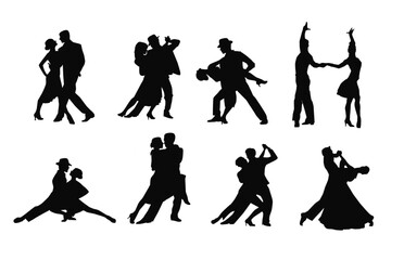 Dance couple, dancing couple silhouettes
