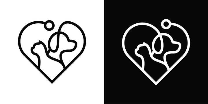 logo design line health animal pet icon vector illustration