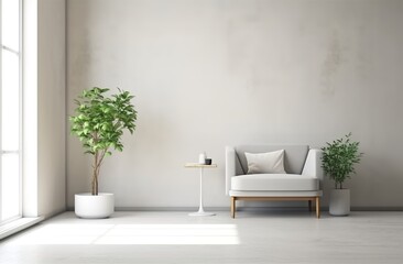White chairs on flat background, generative ai