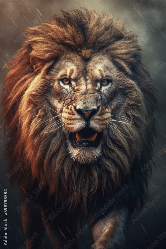 Poster leo: an image of a lion, symbolizing the boldness, courage, and leadership of those born under this 