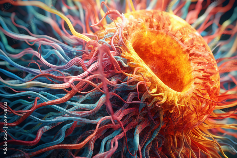 Poster An artistic representation of the brain's synaptic connections, featuring colorful, swirling patterns and shapes. Generative AI technology..