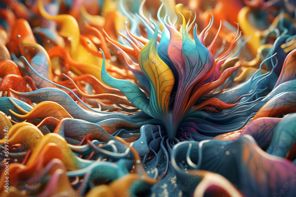 Poster An artistic representation of the brain's synaptic connections, featuring colorful, swirling patterns and shapes. Generative AI technology..