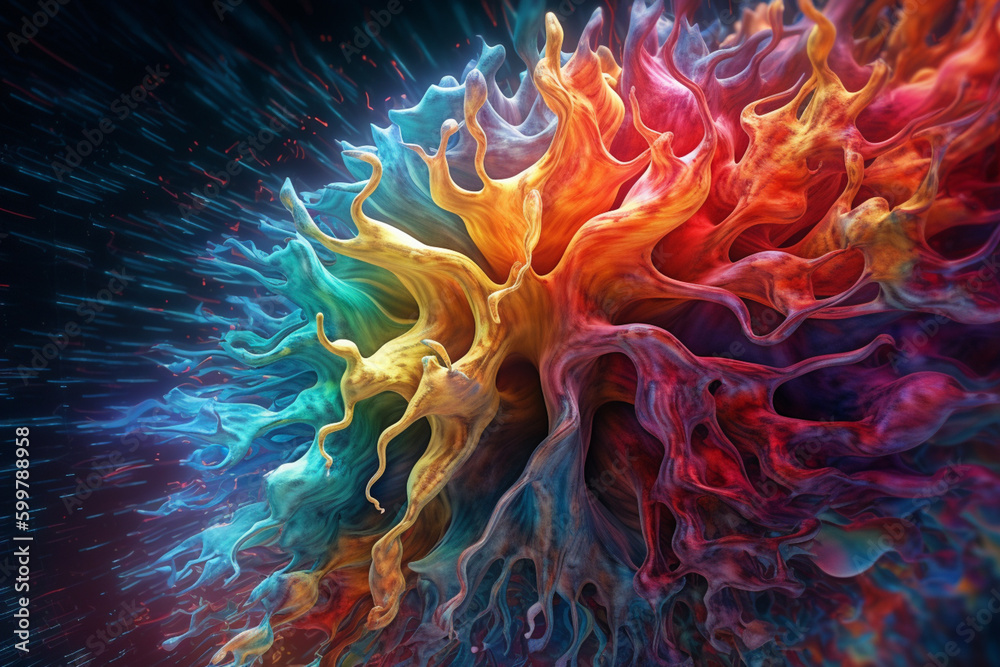 Leinwandbilder an abstract illustration of the brain's synapses, featuring a rainbow of colors and a futuristic, hi
