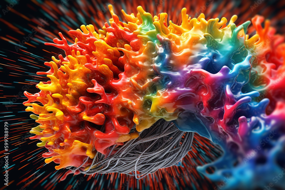 Leinwandbilder an abstract illustration of the brain's synapses, featuring a rainbow of colors and a futuristic, hi
