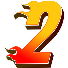 3D Number With Fire