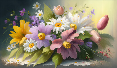 Fototapeta na wymiar bouquet of flowers generative ai 