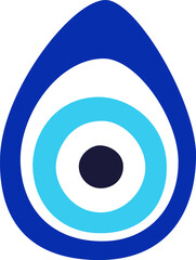 Evil eye talisman icon. Turkish or greek eye symbol. Greece ethnic magic amulet. Mystical blue hamsa icon in hand drawn style. Nazar amulet symbol. Vector illustration isolated in doodle style.