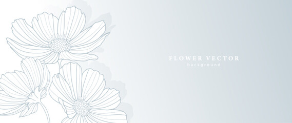 Pale blue floral background with white flowers. Background for text, photos, wallpapers, postcards and business cards