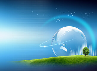 Blur background with The Globe with a map of the world.