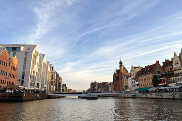 Naklejka premium Gdansk, Poland. The old town with the main attractions. Moltava River
