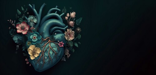A graphic of a heart with flowers and leaves on it. Genarative ai