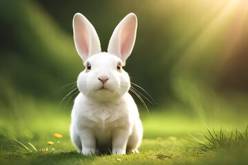 white rabbit on grass