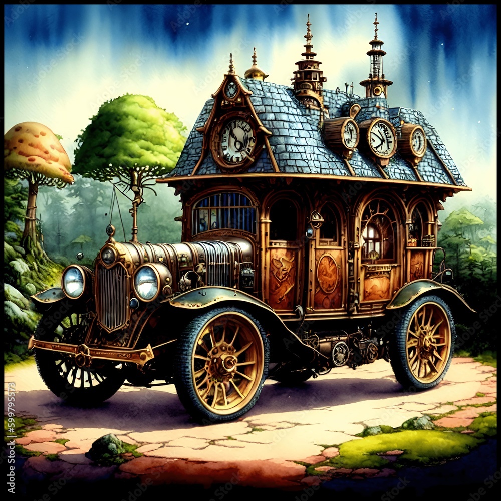 Wall mural Steampunk Style Motorhome Concept Vehicle - Wall murals