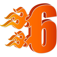 3D Number with Fire