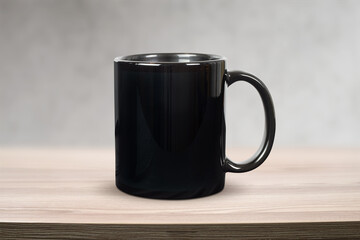 Glossy 11 oz. Black Mug Mockup in Rustic Scandinavian Kitchen